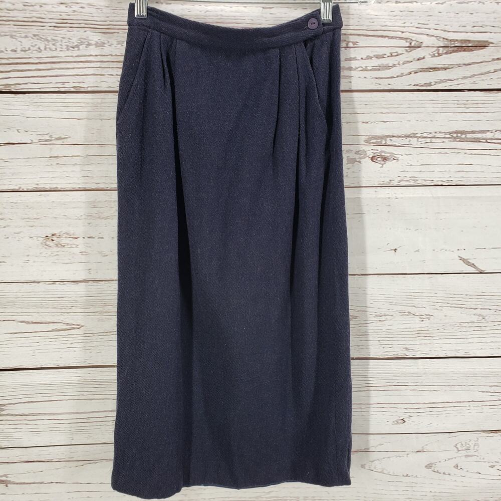 Pendleton Women's Blue Navy Woolmark 100%Purewool Petite Skirt Size 4